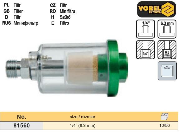 Фільтр-сепаратор води пневмо 1/4" VOREL-81560