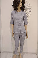 Хлопковый серый медицинский костюм модный и практичный 42-56
