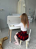 Столик з відкидним верхом 53х60х45 і стільчик корона 26.5х26х25, стіл та стілець для дітей від 1 року, білий, фото 2