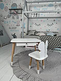 Стіл прямокутний з ящиком 46х60х45 і стілець метелик 26.5х26х25, столик та стільчик в дитячу, білий, фото 4