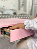 Стіл прямокутний з ящиком 46х60х45 і стілець корона 26.5х26х25, столик та стільчик в дитячу, рожевий з білим, фото 4