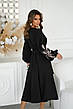 Чорна сукня міді на запах із костюмної тканини з вишивкою на рукавах розміри S, M, L, фото 10
