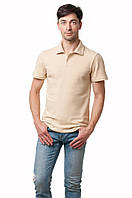 Мужская футболка поло, рубашка мужская поло, мужское поло светло-бежевая, XS