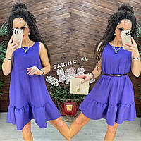 Модное женское платье "Лиза" однотонное без рукавов (Размеры S(42-44)), Фиолетовое
