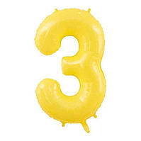 Цифра з плівки Slim Star жовтий "3" 40" (102см) в упаковці