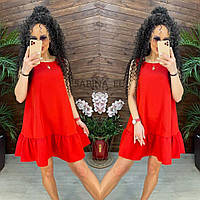 Модное женское платье "Лиза" однотонное без рукавов (Размеры S(42-44)), Красное