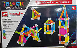 Магнітний конструктор IBLOCK світиться в темряві, 47 деталей (PL-921-366) ВЕЛИКІ ДЕТАЛІ ОРИГІНАЛ