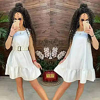 Модное женское платье "Лиза" однотонное без рукавов (Размеры L(46-48)), Белое