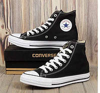 Кеды CONVERSE ALL STAR Унисекс высокие черные с белым (36- 44 размер) размер Co0004