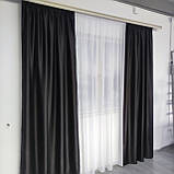 Готовий комплект атласних штор на тасьмі з підхватами Колір Чорний, фото 3