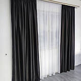 Готовий комплект атласних штор на тасьмі з підхватами Колір Чорний, фото 4