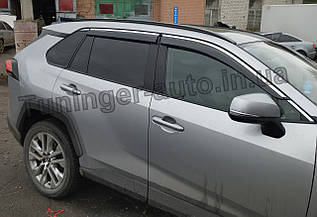 Дефлектори вікон із хром молдингом (вітровики) Toyota Rav 4 2019-2024 (Uncle)