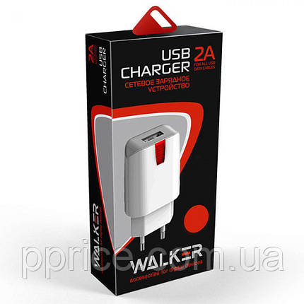 Зарядний пристрій (адаптер) мережевий WALKER WH-26 1USB/2.1A white, фото 2