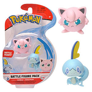 Набір бойових фігурок Покемон Соббл, Джіггліпуф - Pokémon, Sobble, Jigglypuff, Battle figure pack