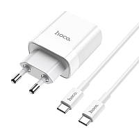 Сетевое зарядное устройство HOCO C80A 1USB/1Type-C, QC/PD, 18W, 3A адаптер с Type-C кабелем и быстрой зарядкой