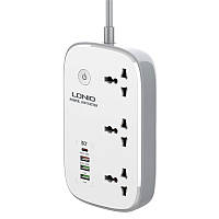 Сетевой удлинитель фильтр LDNIO SCW3451 |WiFi Управление, 2500W, 2M, 3 розетки, 3USB/1Type-C, QC/PD, 3A/30W|