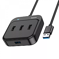 Адаптер переходник USB-Хаб Hoco HB31 Easy 4 in 1 (USB to USB3.0+USB2.0*3) (0,2m) Black