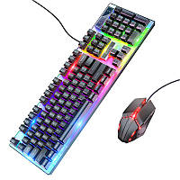 Игровая проводная клавиатура + мышка 2 в 1 Gaming Combo HOCO Luminous RGB GM18 RU/ENG раскладка