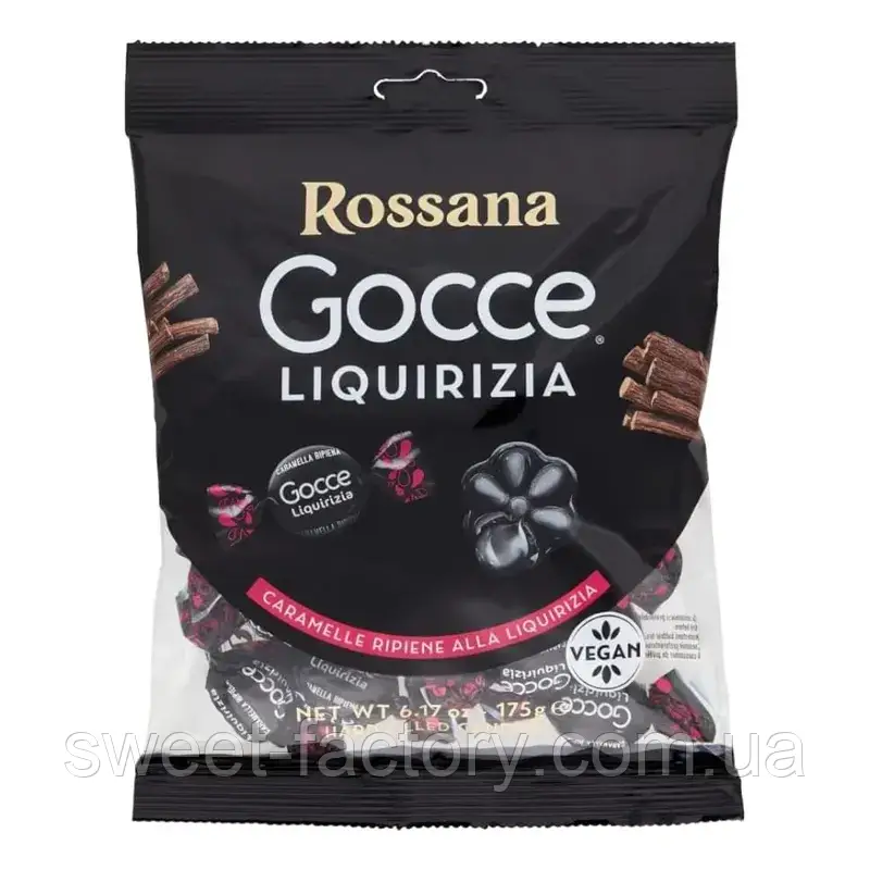 Лакричні цукерки Rossana Gocce Liquirizia 175g, фото 1