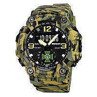 Чоловічий Механічний Наручний Годинник Patriot 003 | Кварц+Електроніка, Силікон, 5м| Зелений камуфляж
