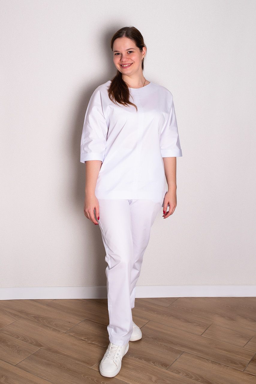 Костюм медичний жіночий Злата (коттон, білий, р.42-56) Марія, фото 1