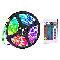 Лента на светодиодах с RGB HOCO USB cool LED color light strip DL30 в силиконе |IP21,4M, 20RGB, Пульт| Черная