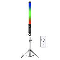 Лампа LED RGB акумуляторна Stick Lamp H1 зі штативом 2М Stick Lamp H1 |50cm, 4000mAh, 20Вт| студійне світло Black