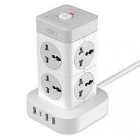 Сетевой удлинитель фильтр XO WL21 |3USB/Type-C, 8 Розеток, 2500W, 20W/3A, 2m| White