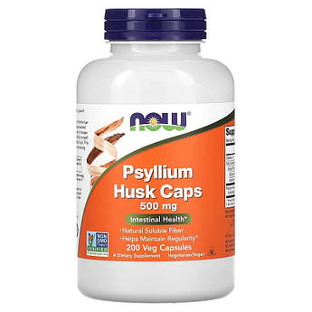 Псиліум 500 мг Now Foods Psyllium Husk Caps подорожник мелена лушпиння насіння 200 капсул