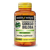 Гинкго Билоба Экстракт, Ginkgo Biloba, Mason Natural, 60 капсул