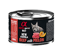 Полнорационный влажный корм для кошек Alpha Spirit Beef with Melon for Adult Cat-200 г с говядиной и дыней