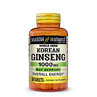 Женьшень Корейський, 1000 мг, Korean Ginseng, Mason Natural, 60 таблеток