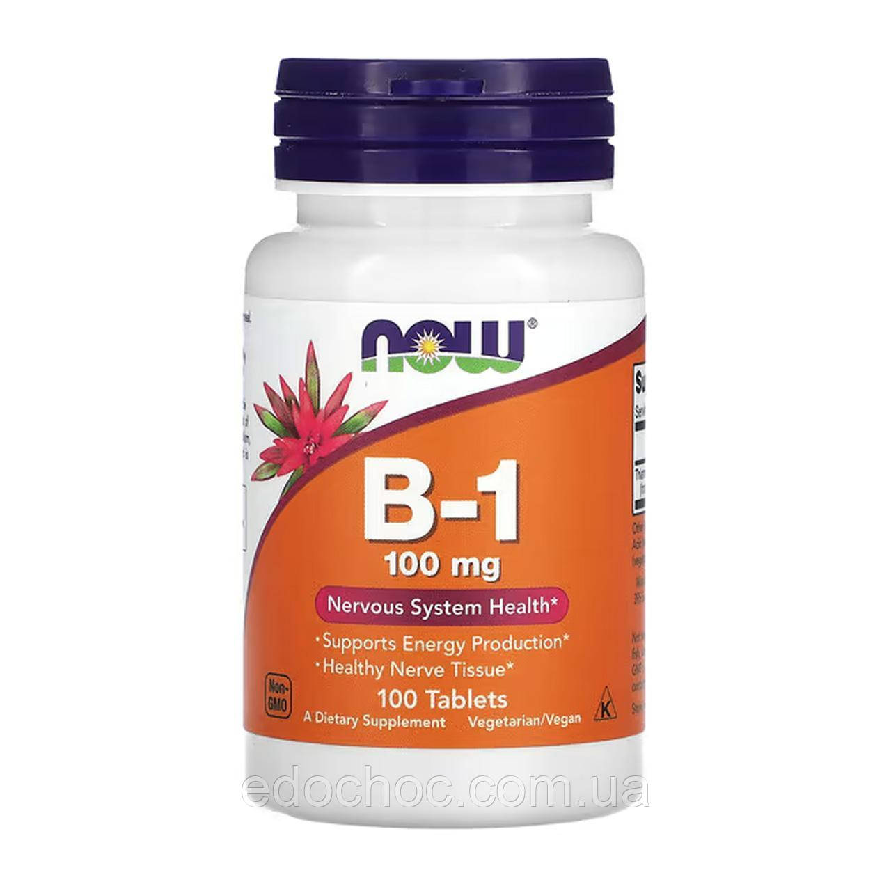 Вітамін В1 Тіамін (Vitamin B1) 100 мг 100 таблеток NOW-00446