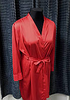 Женская шелковая пижама с халатом 4 в 1 Красный 48