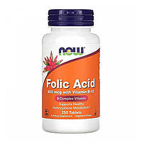 Фолиевая кислота с витамином В-12 (Folic acid with vitamin B-12) 800 мкг/25 мкг 250 таблеток NOW-00476