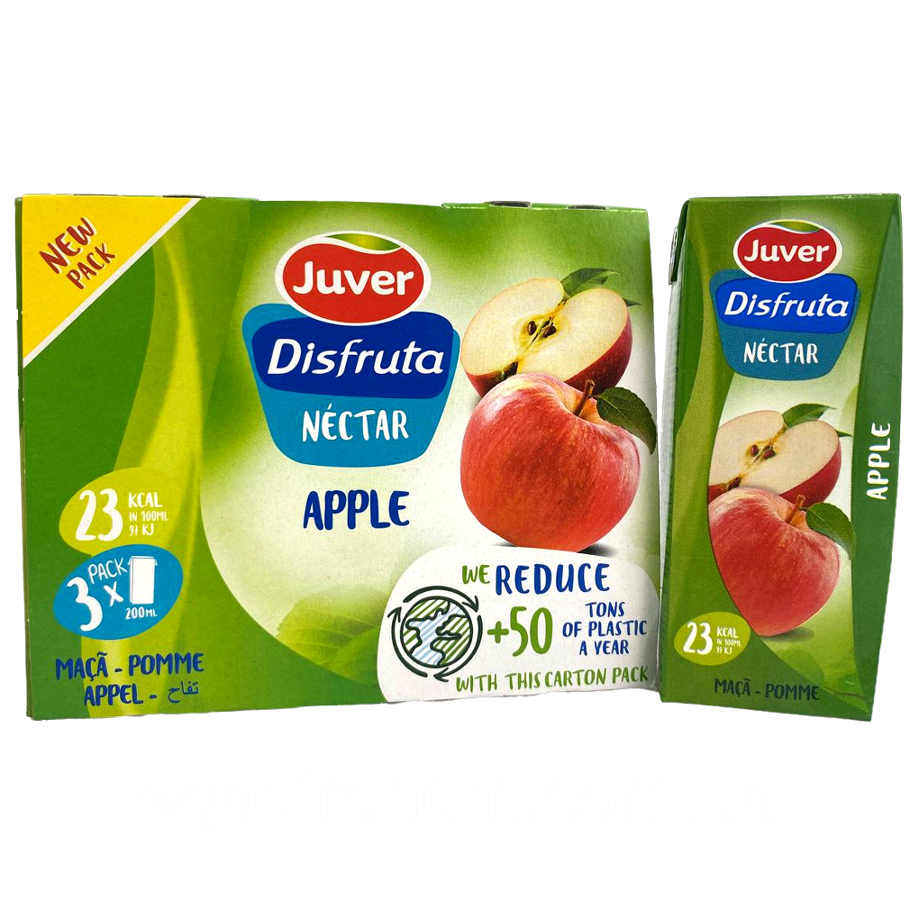 Сік-нектар яблуко (без цукру) Джувер Juver 200ml 3шт/пач 30шт/ящ (Код: 00-00016079)