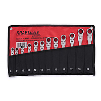 Набор ключей комбинированных Kraft&Dele KD10947,12 шт, 8-19 мм, Ключи рожково-накидные с трещоткой на кардане