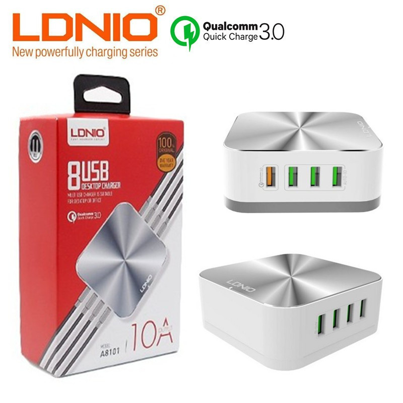 Зарядна станція LDNIO A8101 QC3.0 8USB 10A з підтримкою швидкої зарядки, подовжувач, мережевий фільтр