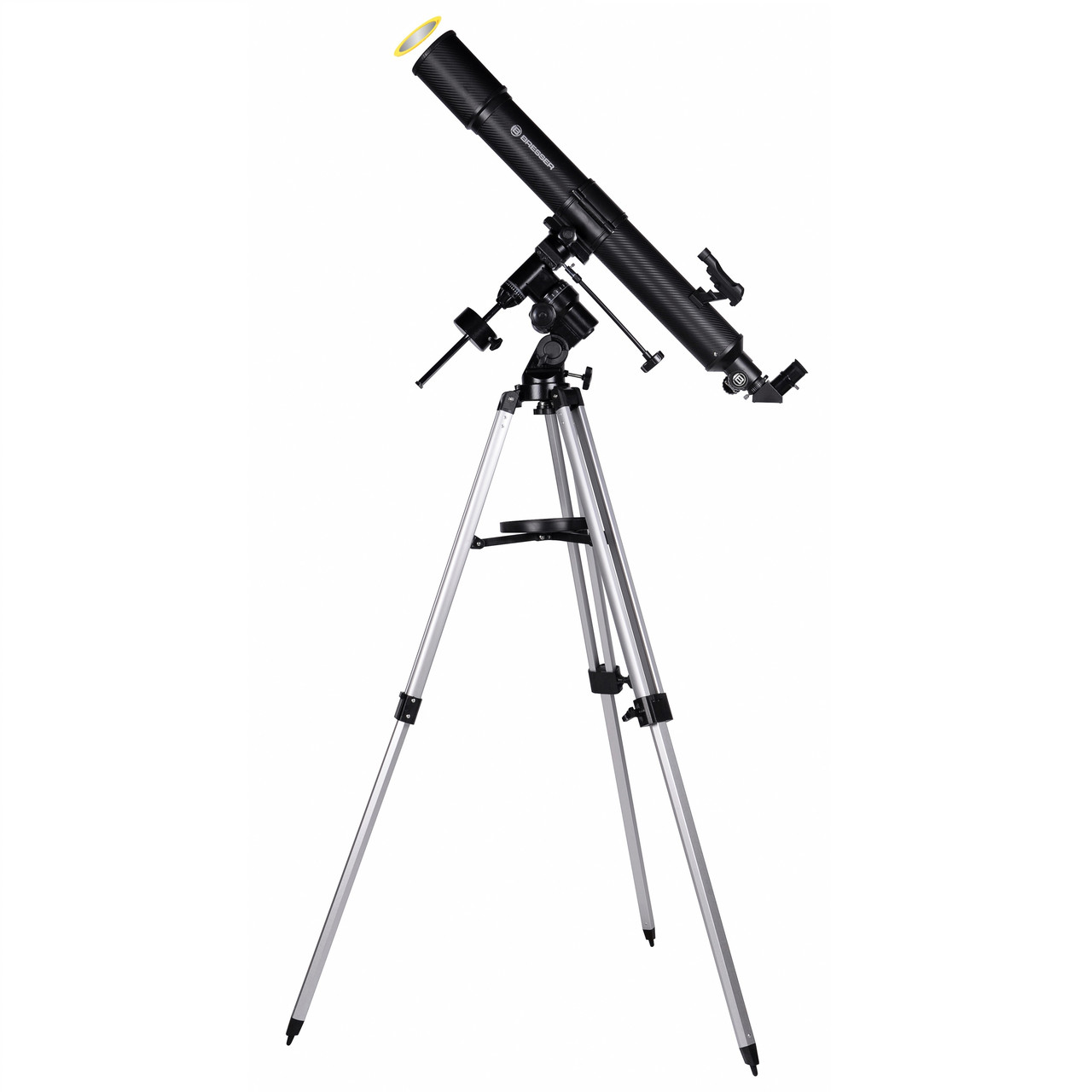 Телескоп Bresser Quasar 80/900 EQ Refractor Solar Carbon з сонячним фільтром і адаптером для смартфона