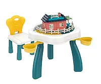 Детский игровой "Столик-конструктор со стульчиком 3в1"(двухсторонняя доска, 2 корзины, 76 элементов) 669-106