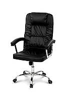 Кресло на колесиках офисное, компьтерное "Фокус" (черный / кожзам)
