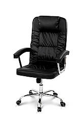 Крісло на коліщатках офісне, комп'ютерне " Фокус" (чорний/кожзам)