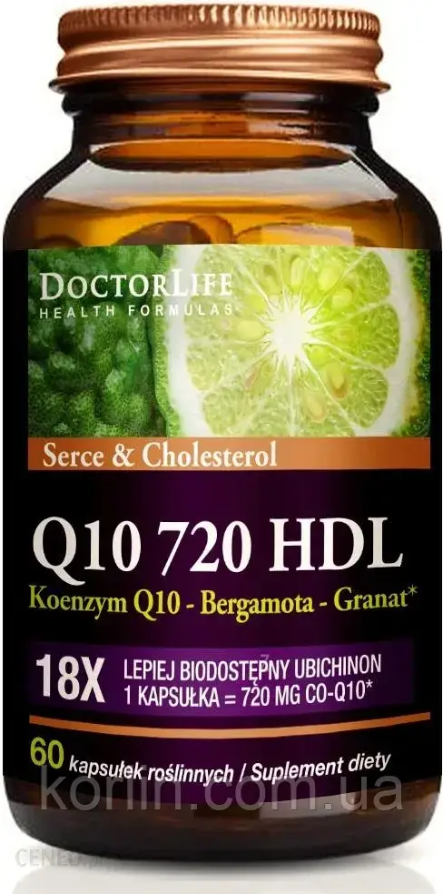Коензим Q10 (Убіхінон 720 мг) Сік Бергамота та граната 60 кап Doctor Life Co-Q10 720 США Доставка з ЄС