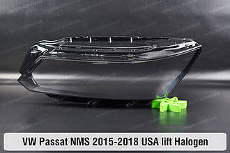 Скло фари VW Volkswagen Passat NMS Halogen USA (2015-2018) I покоління рестайлінг ліве