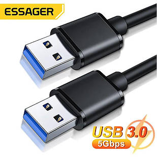 Кабель зарядний Essager USB to USB 3.0 5Gbps Кабель USB(тато) - USB(тато)