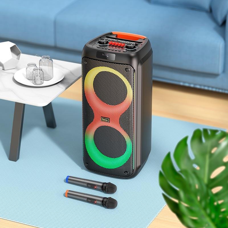 Акустика-караоке HOCO Leader 75W wireless dual-mic outdoor BT speaker HA7 |BT5.0/USB/AUX/TF, 75W, TWS, 7h|