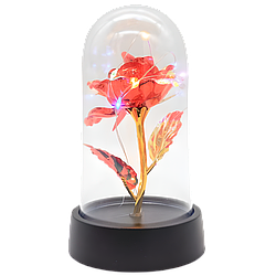 Троянда в скляній колбі з LED підсвічуванням, 15,5х5,5 см / Вічна троянда / Червона