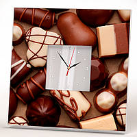 Эксклюзивные часы для сладкоежек "Шоколадные конфеты. День влюбленных" для кухни, кафе, бара, ресторана