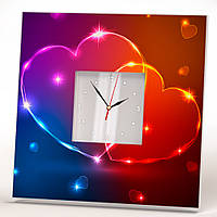 Часы для влюбленных "Два сердца" романтический подарок на 14 февраля, День Рождения, годовщину свадьбы