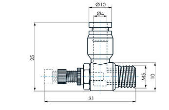 Дросель пневматичний цанговий SL4-M5 (фітинг), пневмодросель для трубки 4 мм, фото 5